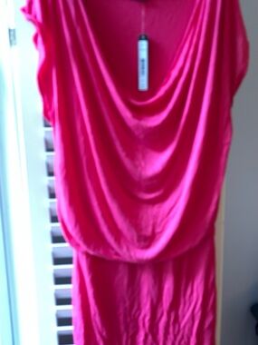 Alice + Olivia Hot Pink Dress with Drape Neck